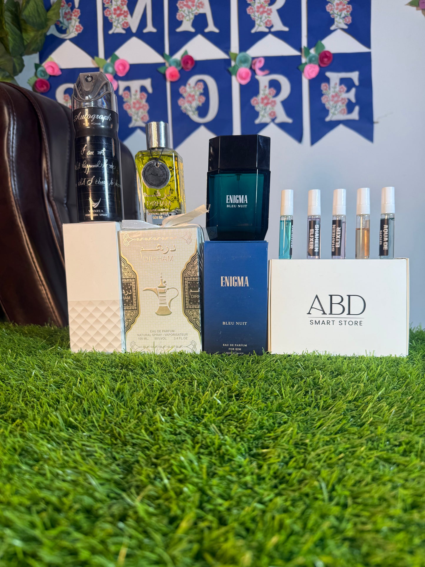Tester box + Dirham + bodyspray + Enigma