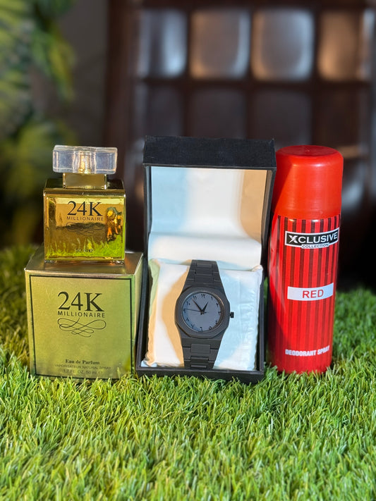 Black Aura Watch + 24k perfumes + Bodyspray