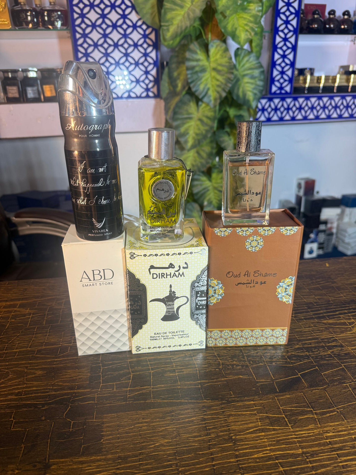 Oud al shams + dirham + bodyspray