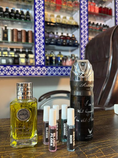 Tester box + Dirham + Bodyspray