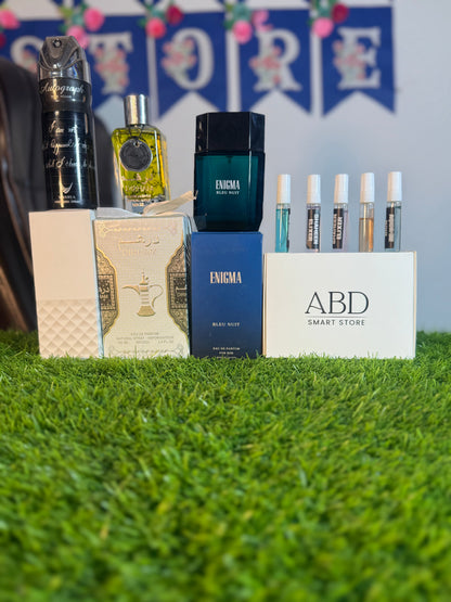 Tester box + Dirham + bodyspray + Enigma