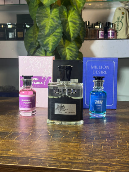 Creed Aventus + Blush Flora + Million Desire