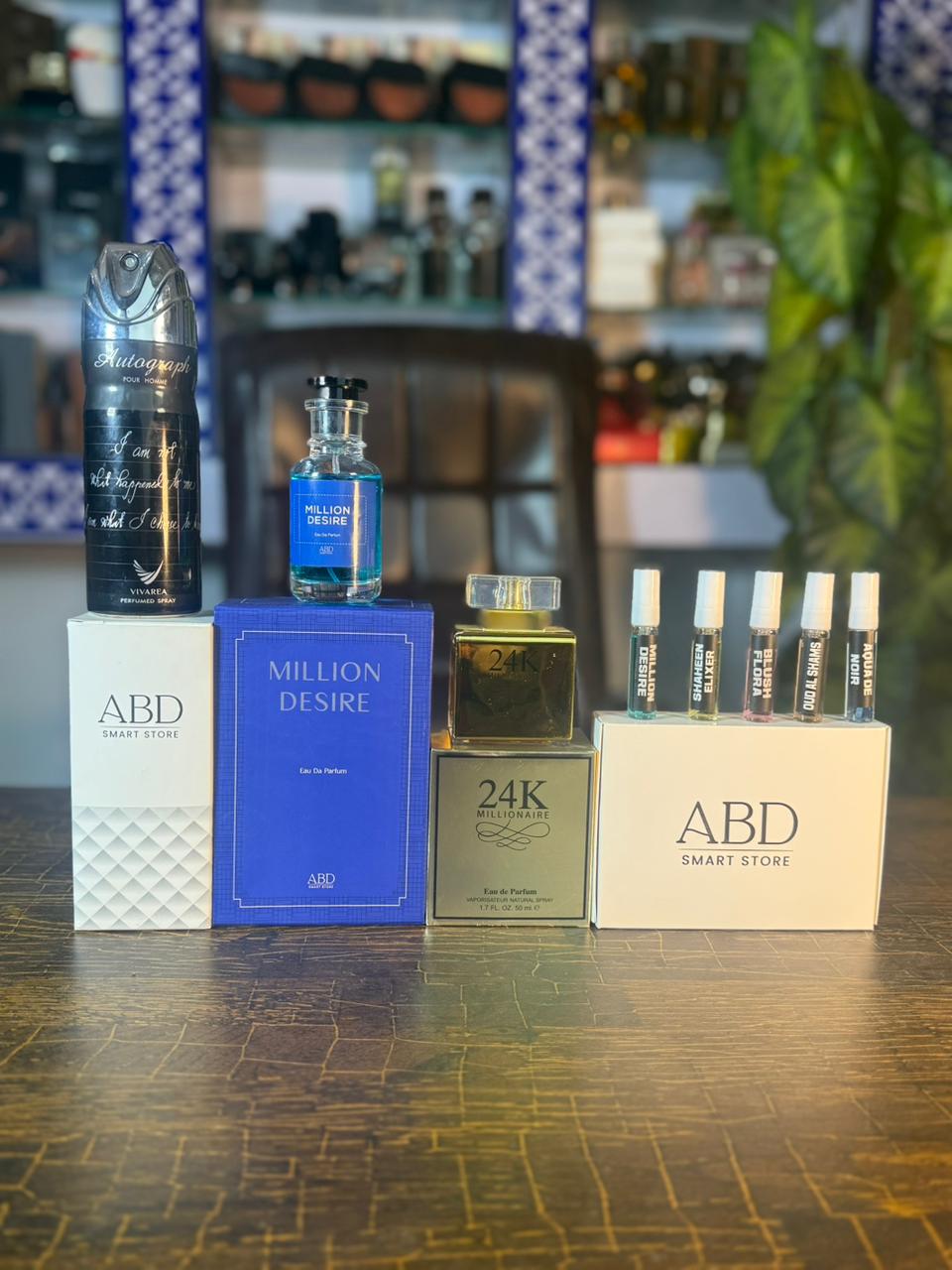 Million desire + 24k + tester box + bodyspray