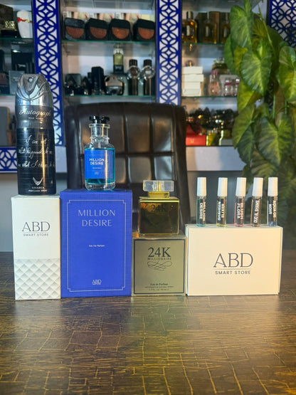 Million desire + 24k + tester box + bodyspray